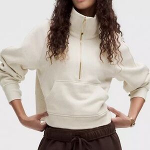 Lululemon Scuba Oversized Funnel Neck Half-Zip Heather Bone w Gold Hardware XS/S